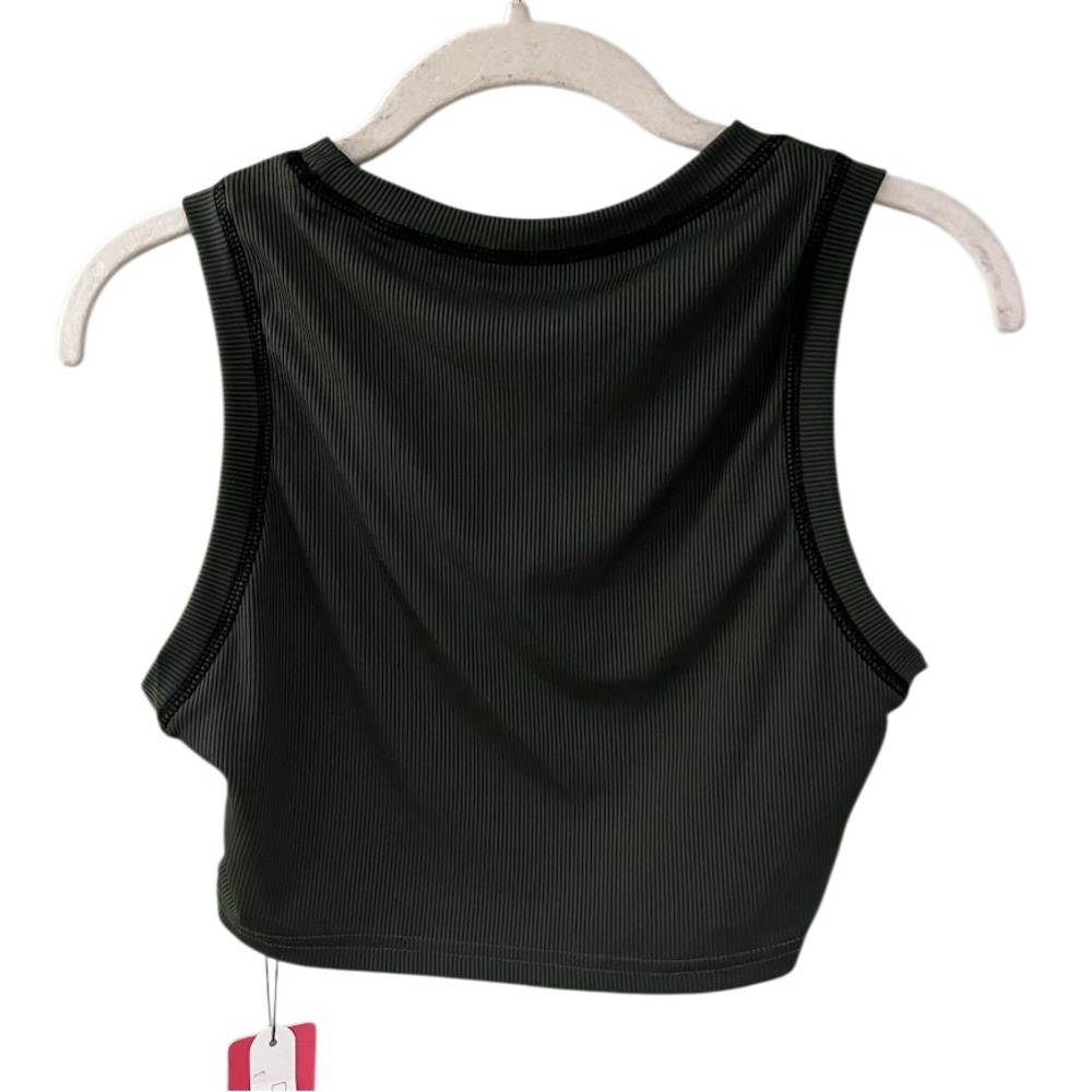 ROMWE Olive Green Moon & Mushroom Crop Tank Top - Picture 5 of 10